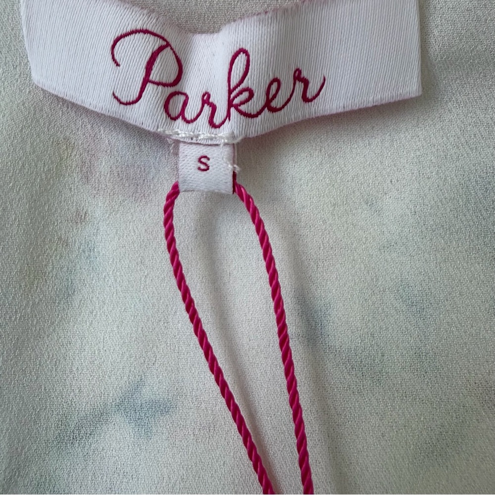 NWT Parker Sz S White Spring Ditsy Floral Cold Shoulder Lined Mini Ruffle  Dress - Picture 9 of 10